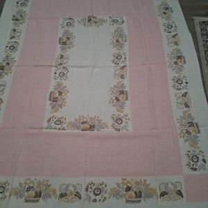 Floral Pink and White Tablecloth